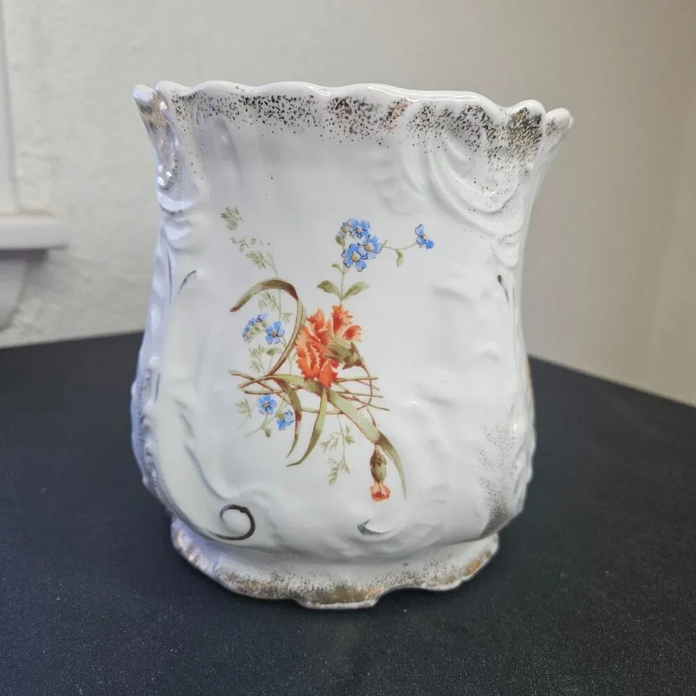Antique KPM Germany Krister Porcelain Vase Pink Carnations 386/355 Excellent